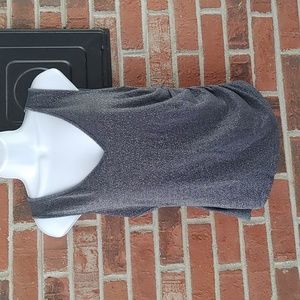 Escada Sleeveless Gray and Silver Metallic V Neck Top Size M